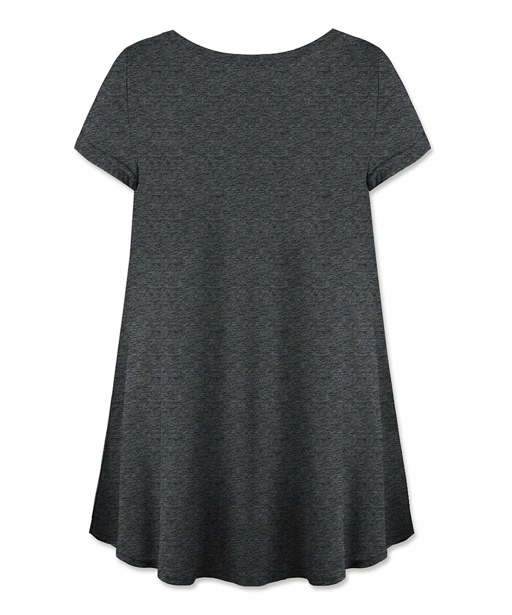 Promo 💯 UDEAR Dark Gray Short-Sleeve Hi-Low Top - 👩 Women ✨ - Image 2