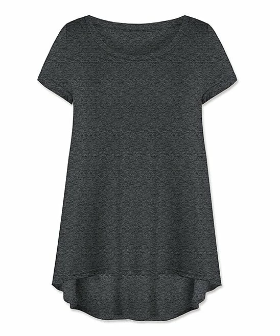 Promo 💯 UDEAR Dark Gray Short-Sleeve Hi-Low Top - 👩 Women ✨