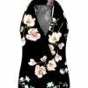 Cheap 🛒 UDEAR Black & Light Pink Floral Surplice Halter Top - Plus 🧨