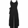 Coupon ⌛ UDEAR Black Side-Slit Palazzo Tie-Waist Jumpsuit - Plus 🎁