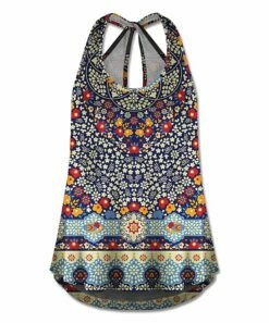 Deals ๐ UDEAR Blue & Yellow Floral Arabesque Twist-Back Tank - ๐ฉ Women ๐ฏ