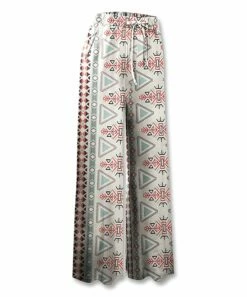New 🔥 UDEAR Sky Blue & Pink Geometric Drawstring Pocket Palazzo Pants - 👩 Women 😉