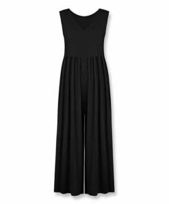 Budget 💯 UDEAR Black V-Neck Sleeveless Palazzo Jumpsuit - Plus 😀