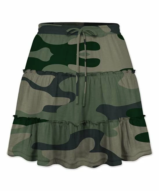 Top 10 ๐ UDEAR Green Camouflage Tiered A-Line ๐ Skirt - ๐ฉ Women ๐