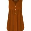 Flash Sale ⌛ UDEAR Rust Red Button-Front Empire-Waist Sleeveless Top - 👩 Women 🛒