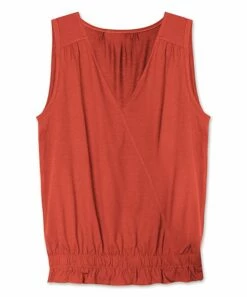 Coupon ✨ UDEAR Orange Smocked-Hem Surplice Tank - Plus 🎉