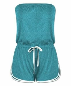 Best deal 🤩 UDEAR Heather Green Tie-Waist Strapless Romper - 👩 Women 😍