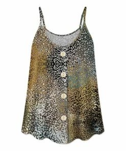 Promo ⌛ UDEAR Yellow & Brown Leopard Scoop Neck Button-Front Tank - Plus 🔔