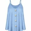 Discount ⭐ UDEAR Heather Light Blue Scoop Neck Button-Front Tank - Plus ⌛