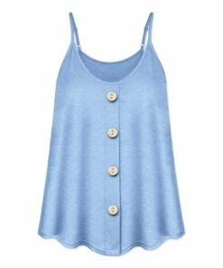 Discount ⭐ UDEAR Heather Light Blue Scoop Neck Button-Front Tank - Plus ⌛