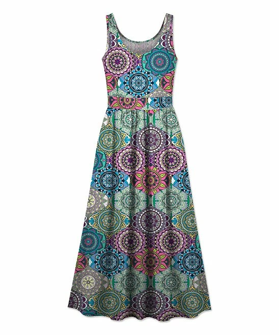 Wholesale ๐ UDEAR Green & Blue Mandala Collage Sleeveless A-Line ๐ Dress - ๐ฉ Women & Plus โ - Image 2