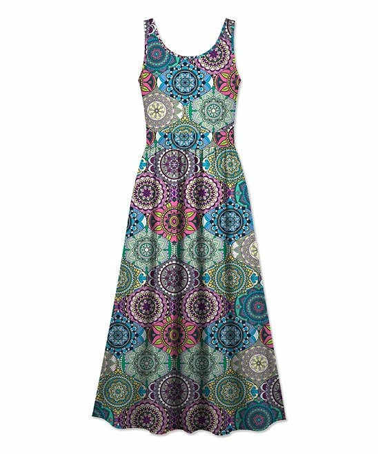 Wholesale ๐ UDEAR Green & Blue Mandala Collage Sleeveless A-Line ๐ Dress - ๐ฉ Women & Plus โ