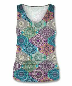 Promo 🎉 UDEAR Blue Multicolor Mandala V-Neck Ruched Tank - 👩 Women ⭐