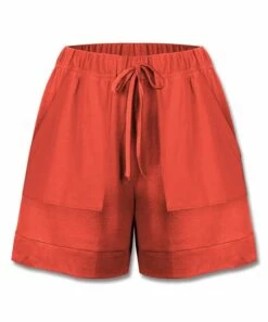 Budget 🎁 UDEAR Orange Tie-Waist Shorts - 👩 Women 💯