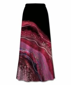 Budget 🔥 UDEAR Pink & Black Abstract Geode Side-Slit Maxi 👗 Skirt - 👩 Women & Plus ✨