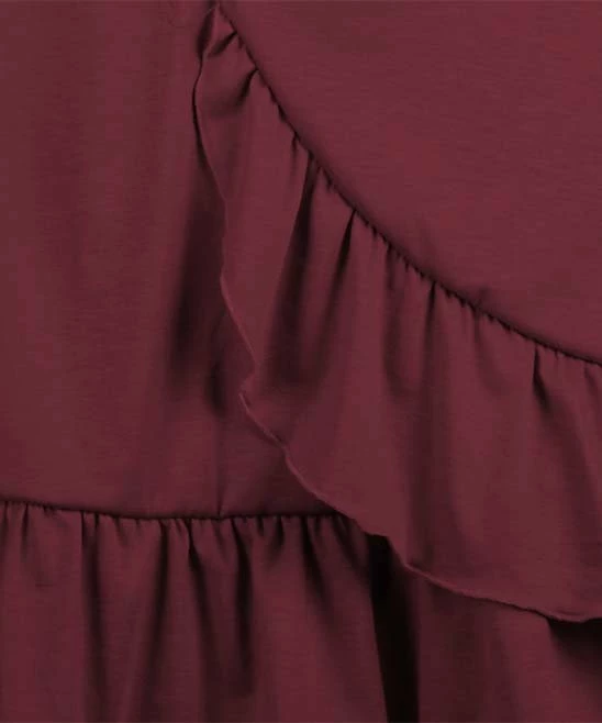 Best reviews of ๐ UDEAR Burgundy Ruffle-Trim Wrap ๐ Skirt - ๐ฉ Women ๐ - Image 3