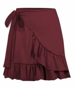 Best reviews of 🔔 UDEAR Burgundy Ruffle-Trim Wrap 👗 Skirt - 👩 Women 😉