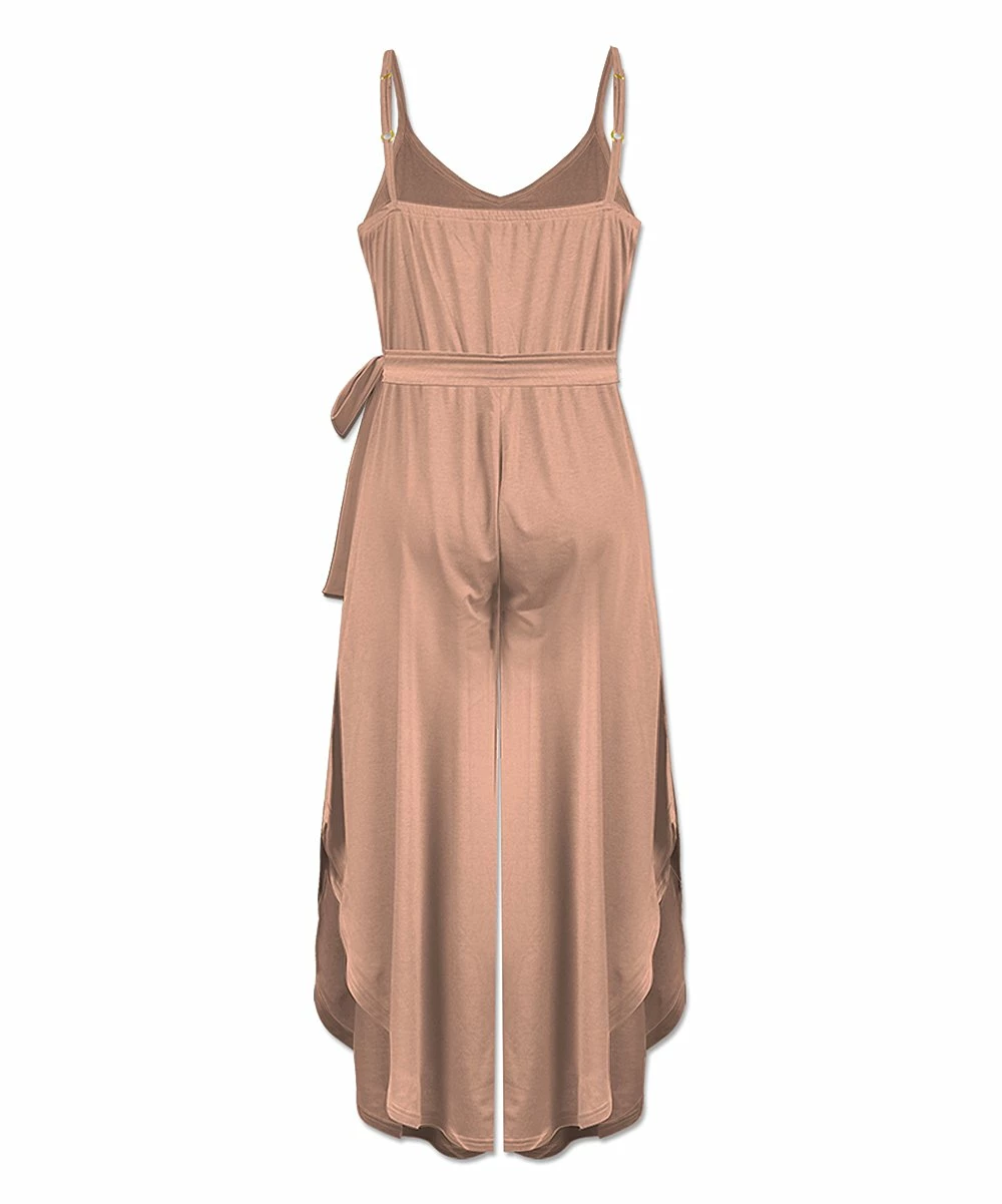 Best deal โญ UDEAR Orange-Pink Side-Slit Palazzo Tie-Waist Jumpsuit - ๐ฉ Women ๐ - Image 2