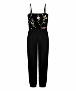 Best deal 🧨 UDEAR Black Floral & Butterflies Sleeveless Jumpsuit - 👩 Women ❤️