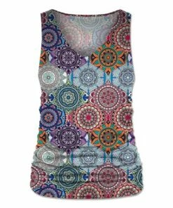 Coupon ✨ UDEAR Pink & Blue Mandala Ruched V-Neck Tank - 👩 Women ✨