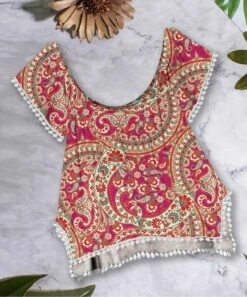 Wholesale 😀 UDEAR Red & Gold Abstract Pom-Pom Trim Short-Sleeve Top - 👩 Women ✔️