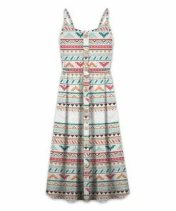 Wholesale ⭐ UDEAR White & Blue Geometric Stripe Button-Front Sleeveless 👗 Dress - 👩 Women 🛒
