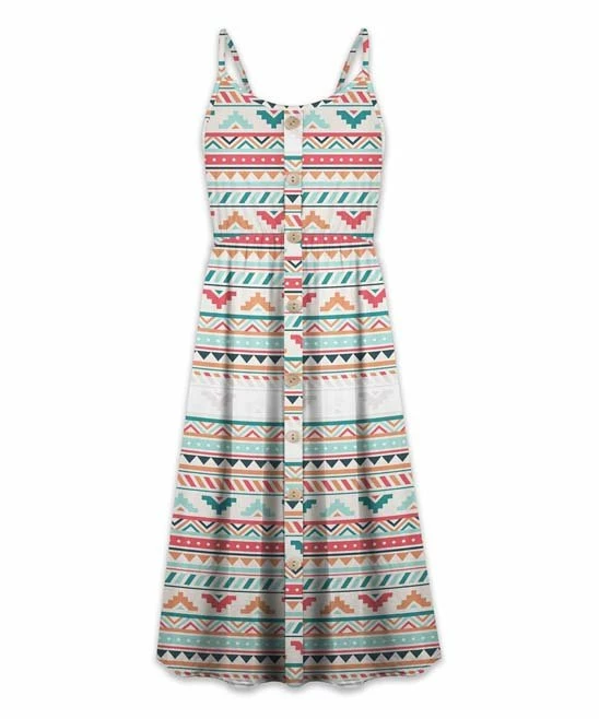 Wholesale โญ UDEAR White & Blue Geometric Stripe Button-Front Sleeveless ๐ Dress - ๐ฉ Women ๐