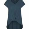 Best Pirce 🎁 UDEAR Heather Navy Twist-Hem Short-Sleeve Top - 👩 Women 😉
