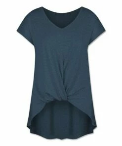 Best Pirce 🎁 UDEAR Heather Navy Twist-Hem Short-Sleeve Top - 👩 Women 😉