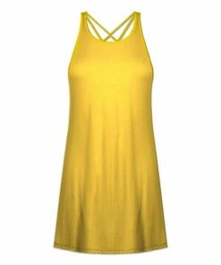 Best reviews of ⭐ UDEAR Yellow Crisscross-Back Sleeveless 👗 Dress - 👩 Women 🔥