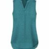 Cheap 😍 UDEAR Heather Blue Green Notch Neck Sleeveless Top - Plus 🔔