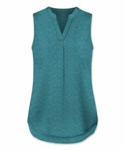 Cheap 😍 UDEAR Heather Blue Green Notch Neck Sleeveless Top - Plus 🔔