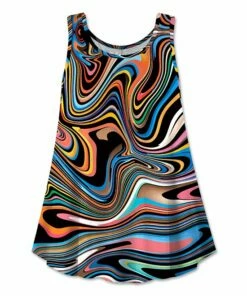 Flash Sale 😀 UDEAR Blue & Pink Swirl Abstract Scoop-Neck Swing Tank - 👩 Women 😍