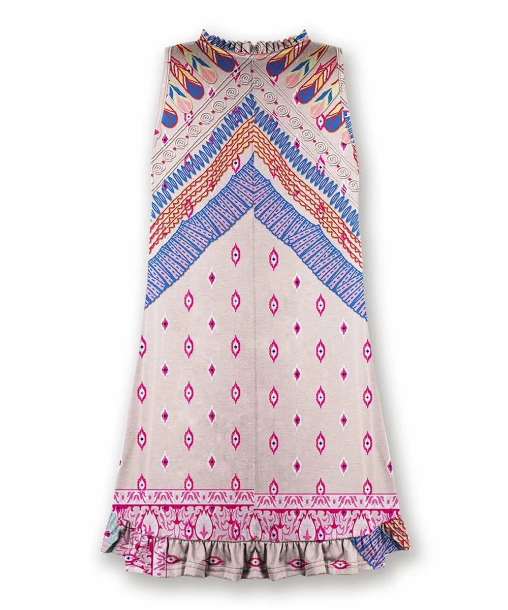 Best Sale โ๏ธ UDEAR Pink & Blue Abstract Tassel-Accent Sleeveless Tunic - ๐ฉ Women ๐ฏ - Image 2