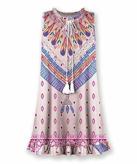 Best Sale โ๏ธ UDEAR Pink & Blue Abstract Tassel-Accent Sleeveless Tunic - ๐ฉ Women ๐ฏ