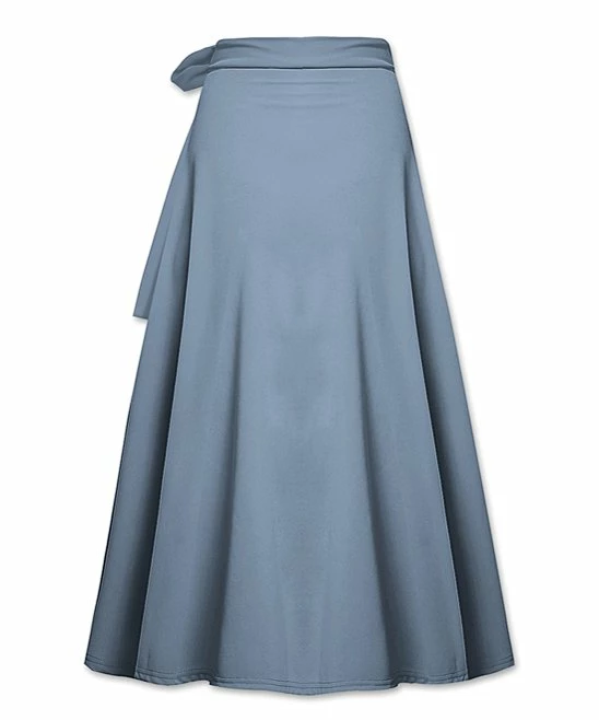Hot Sale 🎁 UDEAR Gray-Blue Faux-Wrap 👗 Skirt - 👩 Women 😀 - Image 2