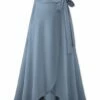 Hot Sale 🎁 UDEAR Gray-Blue Faux-Wrap 👗 Skirt - 👩 Women 😀