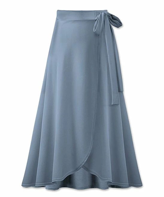 Hot Sale 🎁 UDEAR Gray-Blue Faux-Wrap 👗 Skirt - 👩 Women 😀