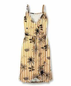 Cheap 🔥 UDEAR Orange & Yellow Tropical Sleeveless Wrap 👗 Dress - 👩 Women 🔥