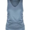 Hot Sale 👏 UDEAR Gray-Blue Ruched V-Neck Tank - 👩 Women 👍