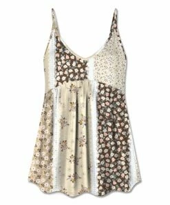 Best Sale 💯 UDEAR Cream & Gray Patchwork Floral Empire-Waist Tank - 👩 Women 🛒