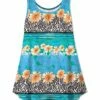 Buy ⌛ UDEAR Blue Floral Geometric Scoop-Neck Swing Tank - 👩 Women 🤩