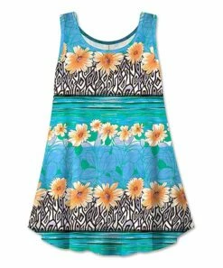 Buy โ UDEAR Blue Floral Geometric Scoop-Neck Swing Tank - ๐ฉ Women ๐คฉ