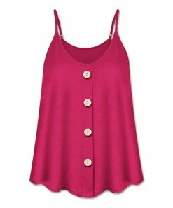 Discount 👍 UDEAR Rose-Red Scoop Neck Button-Front Tank - Plus 😍