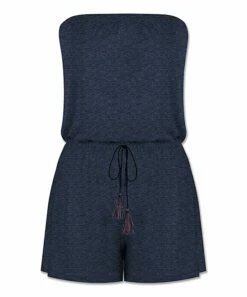 Brand new 🎁 UDEAR Heather Navy Tassel Tie-Waist Strapless Romper - 👩 Women 🧨