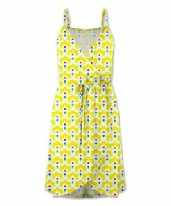 Wholesale 👏 UDEAR Yellow & White Abstract Wrap Sleeveless 👗 Dress - 👩 Women 👍