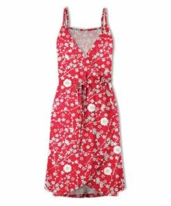 Flash Sale 🎁 UDEAR Red & White Floral Wrap Sleeveless 👗 Dress - Plus 😍