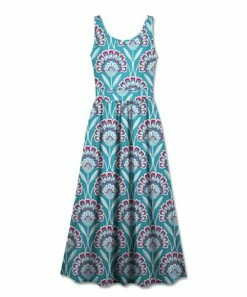 Budget ๐ฅฐ UDEAR Turquoise & Fuchsia Floral A-Line Sleeveless Maxi ๐ Dress - ๐ฉ Women ๐