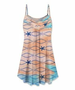 New 😍 UDEAR Peach & Blue Starfish Button-Accent Sleeveless Tunic - 👩 Women 🧨