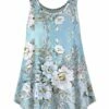 Best deal 🎁 UDEAR Light Blue & White Floral & Leaves Scoop Neck Swing Tank - Plus 🧨